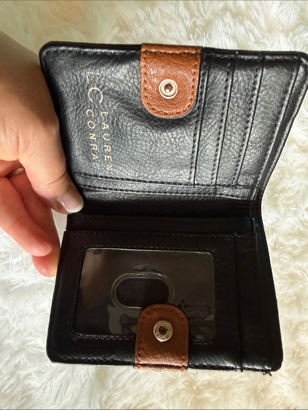 LC Lauren Conrad Black and Brown Snap Card Wallet